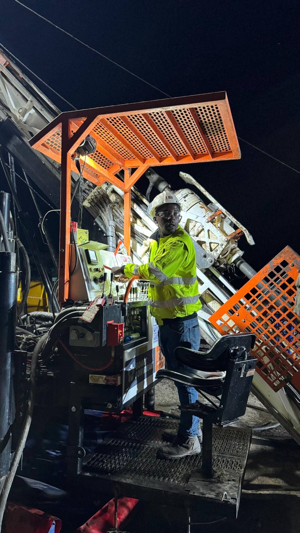 Cipembele operator at the LF90D controls, night shift