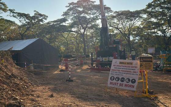 Cipembele drill site with safety signage and barricading
