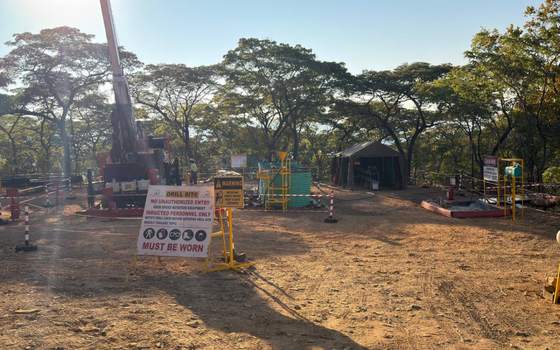 Drill pad with chemical storage, water tanks and core shed